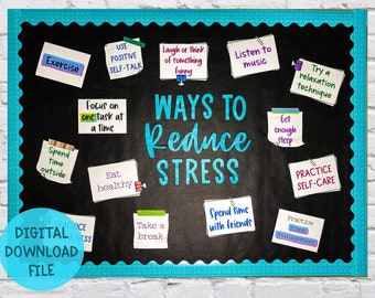 Stress Bulletin Board School Social Work or School Counseling Office Decor
