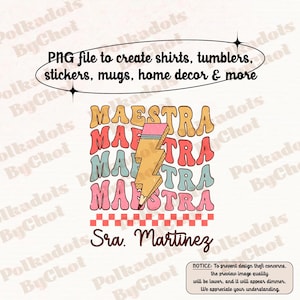 Maestra Png, Retro Maestra Png, Personalized Maestra Png, Spanish Teacher Png, Bilingual Teacher, Dual Language, Maestra Gift