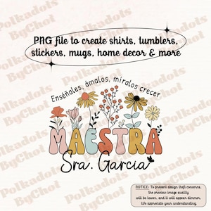Teacher Png, Bilingual Teacher Png, Personalized Maestra Png, Maestra Bilingual, Retro Maestra Png, Spanish Teacher, Bilingual Gift