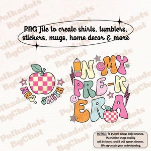 Teacher Png, Pre-K Teacher Png, Custom PreK Teacher Png, Pre-K Era Png, Retro Pre-K Teacher Png, Teacher Appreciation Gift