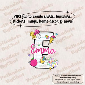 Teacher Appreciation Gift, Personalized Teacher Png, Back To School Png, Custom Teacher Name Alphabet Png, First Day Of School Png