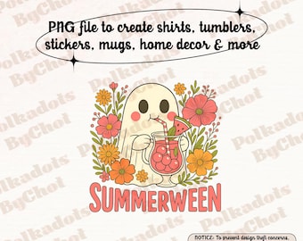Ghost Summer Halloween Png, Summerween Png, Retro Summer Halloween Png, Halloween Cocktail Summer Png, Ghost Summer Tee Png