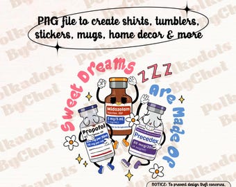 ICU Nurse Digitals, Sweet Dreams Are Made Of Anesthesia Goals, Anesthesia Sticker, Nurse Sticker, Vinyl Sticker, CRNA Gift, Anesthesia Gift