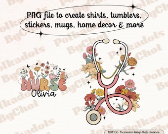 Floral Stethoscope PNG, Custom Nurse, Nurse Appreciation Gift, Registered Nurse PNG, Floral Nurse PNG, Nurse Graduation Gift