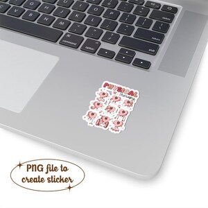 May include: A sticker sheet featuring cartoon heart characters with arms and legs. The sticker sheet has the words "PHYSICAL Therapy" in red and pink. The sticker is on a laptop.