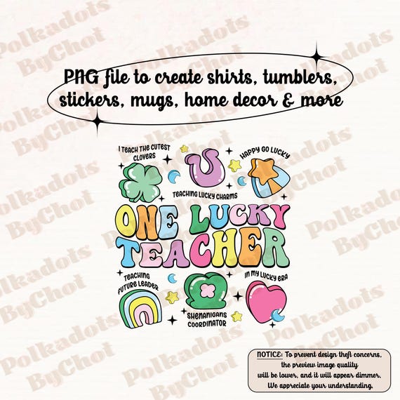 Teacher St Patrick's Day Png, One Lucky Teacher Personalized Teacher Png, Retro St Patrick Day Teacher, Shamrock Png, Teacher Gift