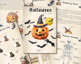 Halloween Unit Study - Spooky Study for Kids, Autumn Season, Homeschool Printable