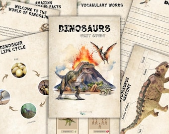 Dinosaur Unit Study For Kids Who Love Dinosaurs and Science, Homeschool / Classroom Printable