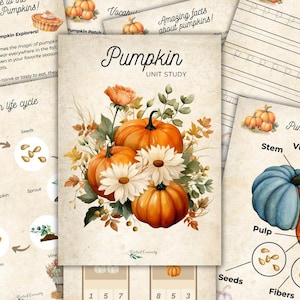 Pumpkin Unit Study - Nature Study for Kids, Autumn Season, Homeschool Printable