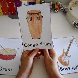 Aquarell Musikinstrumente Lernkarten | Lernkarten | Homeschooling Printables | Digital