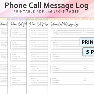 Printable Phone Message Log, Phone Call Message Log, Conversation Record, Communication Log - Etsy