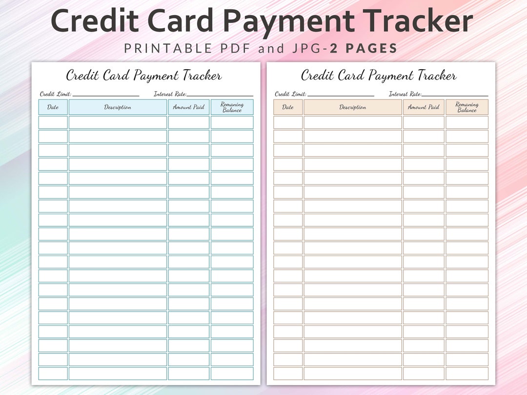 Printable Credit Card Payment Tracker, Credit Card Payment Plan Etsy Printable Credit Card Payment Tracker, Credit Card Payment Plan Etsy
