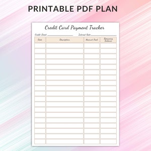 Printable Credit Card Payment Tracker, Credit Card Payment Plan - Etsy