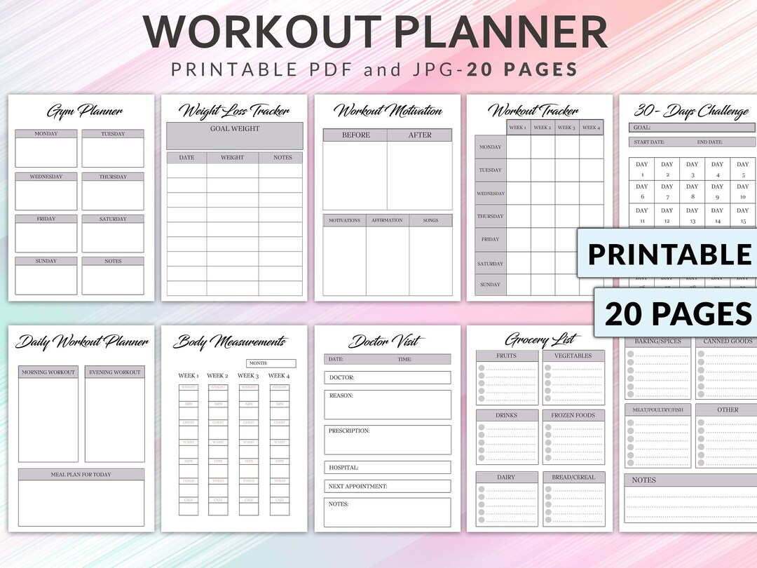Printable Workout Journal, Workout Planner, Weight Loss Tracker ...