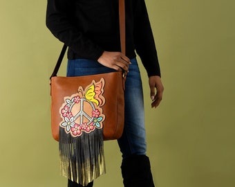 Top grain leather shoulder bag for women Mousm MOUSM