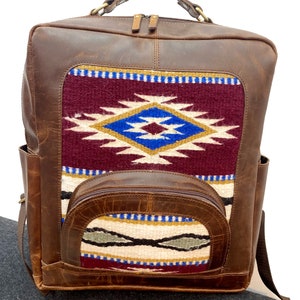 MOUSM Leather Backpack , Backpack with side pockets School backpack, Leather Bags Shoulder Backpack Gift for teenager Boho & Hippie Backpack