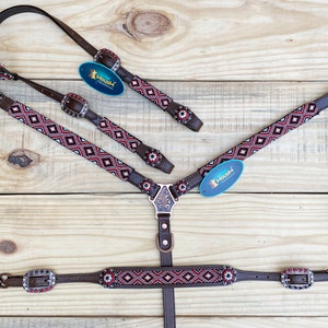 Western Style Leather Headstall and Breast Collar with Wither Strap Tack Set for the horse