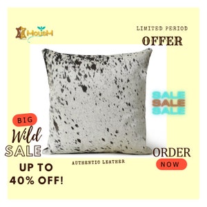 MOUSM koeienhuid kussensloop 18x18 inch met zwarte vlekken, 100% echt lederen kussenhoes, decoratieve kussensloop, woondecoratie voor uw kamer