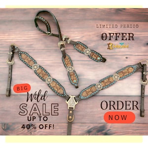 Western Horse Bridle Headstall and Breast Collar Set Tack Horse- Leather Headstall Tack leather Headstall Tack by MOUSM