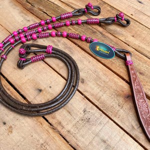 Romal Reins Geflochtene natürliche Rohleder Zügel mit Leder Druckknopf und Farboptionen Leder Zügel Pferde Zügel 2,40 m