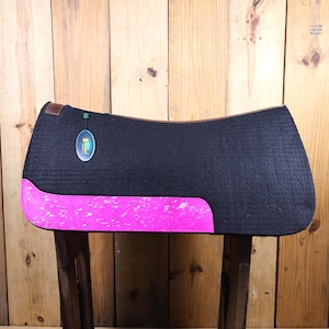 Pink Western Saddle Pad: Heavy Duty Felt, Leather Trim (30" x 32")