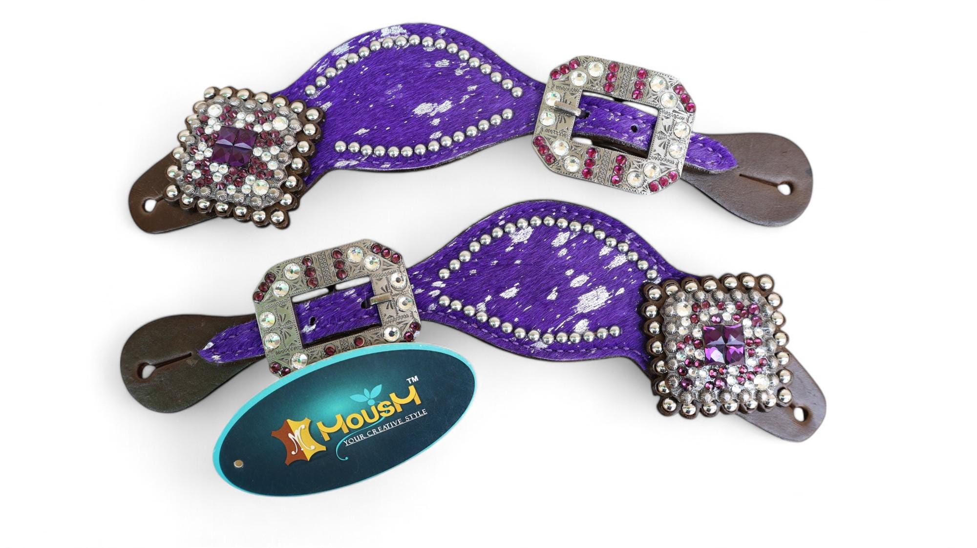 Elegant Purple Leather Star Buckle Spur Straps Kingsley Spur Straps (Multiple Color Options) – The  main image 4