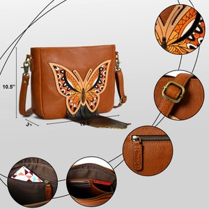 Top Grained Genuine Leather Bag, Hand Bag for Women Leather Shoulder Bag Butterfly with Fringe Ladies Hand Bag Shoulder Purse MOUSM image 10