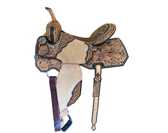 Western Pleasure Trail Selle de cheval en cuir violet pour