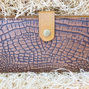 Ladies clutch bag with light brown alligator print. Premium Ladies&#39; leather clutch bag Evening bag party clutch bag by MOUSM