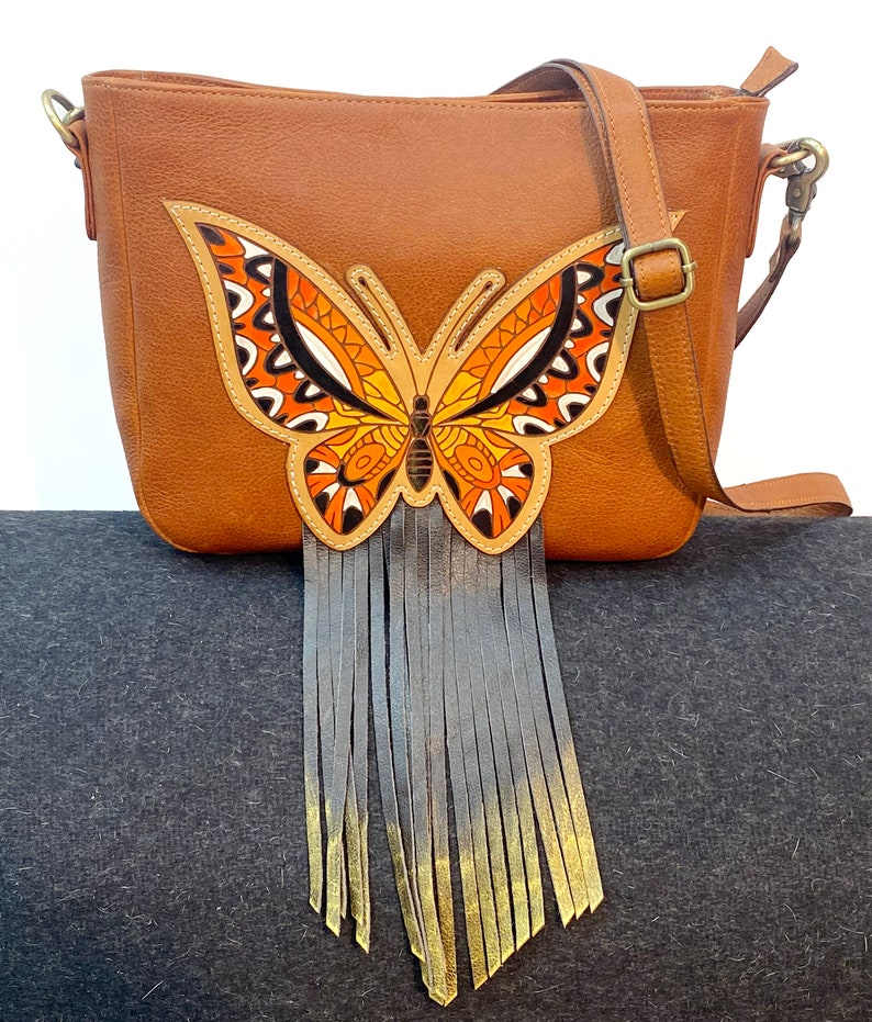 Top Grained Genuine Leather Bag, Hand Bag for Women Leather Shoulder Bag Butterfly with Fringe Ladies Hand Bag Shoulder Purse MOUSM image 5