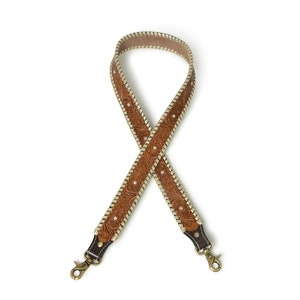 Tooled Leather Bag Strap: Adjustable Crossbody Replacement Strap