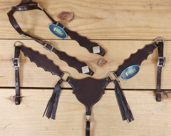 Plain Leather Horse Headstall & Breast Collar - Handmade Gladiator Style Tack set