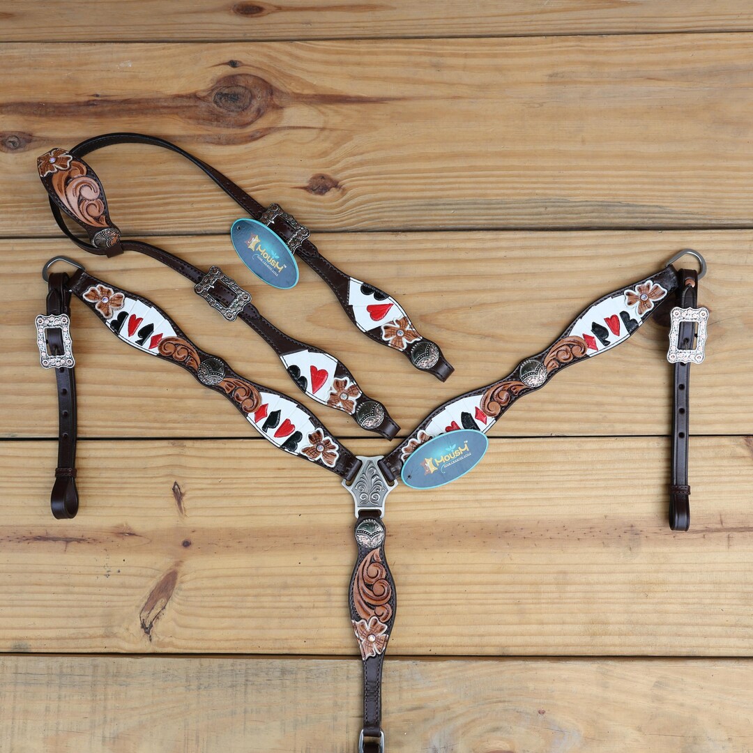 Weaver Turquoise Cross Floral Carved Sliding Ear Headstall