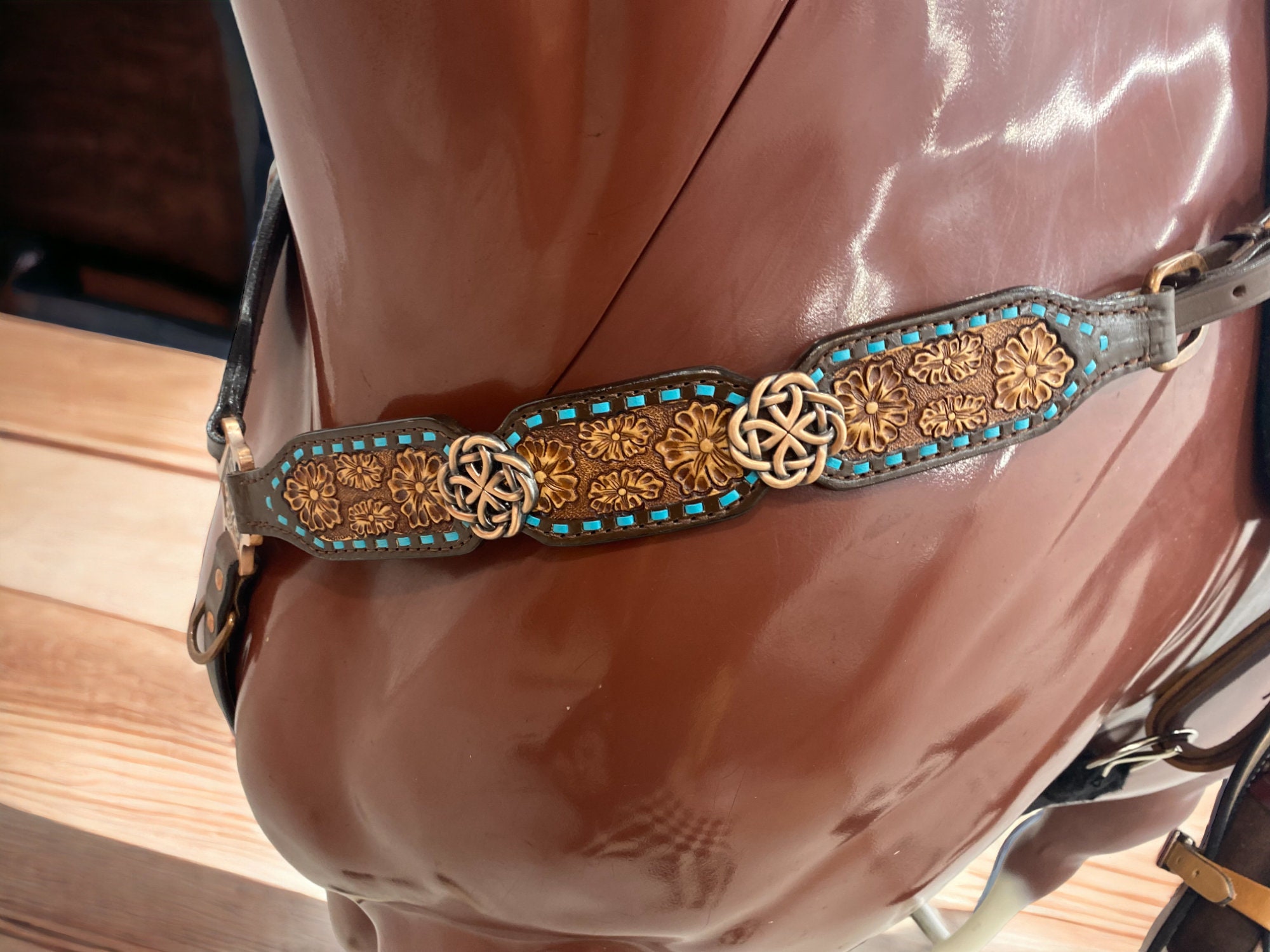 Western Horse Headstall Breast Collar Set American Leather Skulls