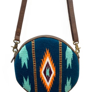 Leather Crossbody Bag: Round Bohemian Shoulder Bag with Mohair Blanket