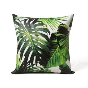 Green Tropical Palm Tree Pillow, Decorative Throw Pillowcase, Housewarming Pillowcase