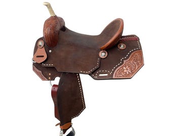 Hand Tooled 13" Argentina Leather Western Barrel Saddle: Handcrafted Horse Tack