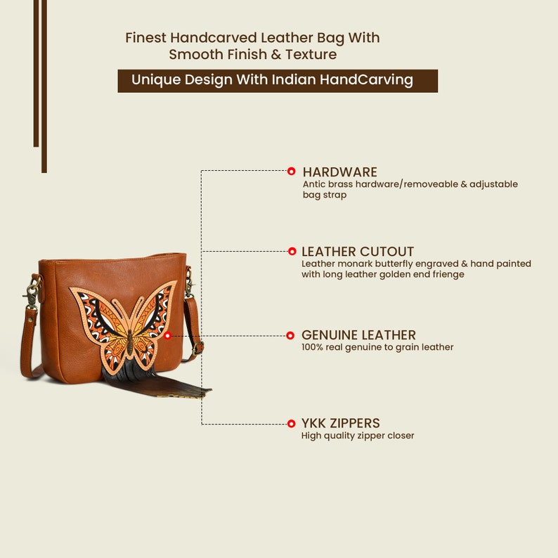 Top Grained Genuine Leather Bag, Hand Bag for Women Leather Shoulder Bag Butterfly with Fringe Ladies Hand Bag Shoulder Purse MOUSM image 9