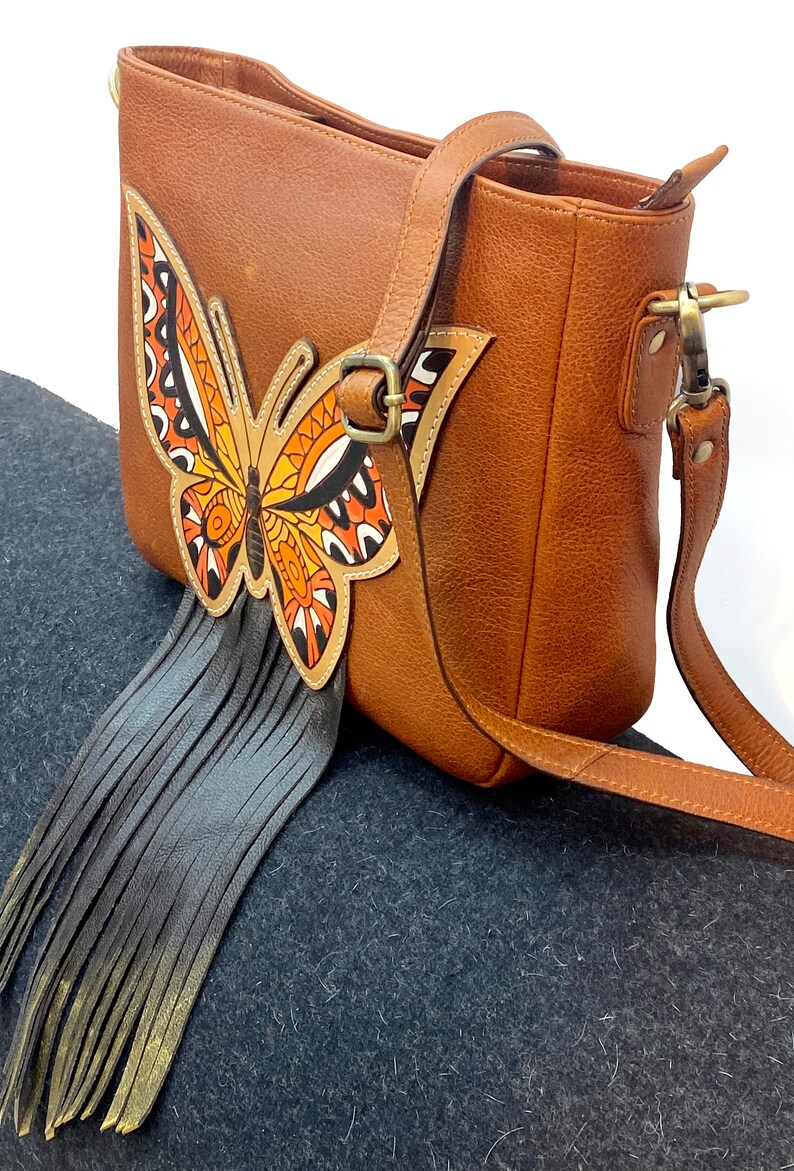 Top Grained Genuine Leather Bag, Hand Bag for Women Leather Shoulder Bag Butterfly with Fringe Ladies Hand Bag Shoulder Purse MOUSM image 6
