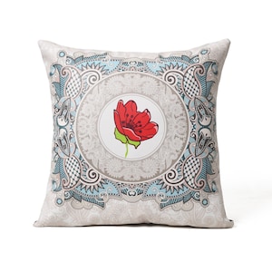 Funda de almohada decorativa con estampado de flores, color rojo real, para cama y sofá