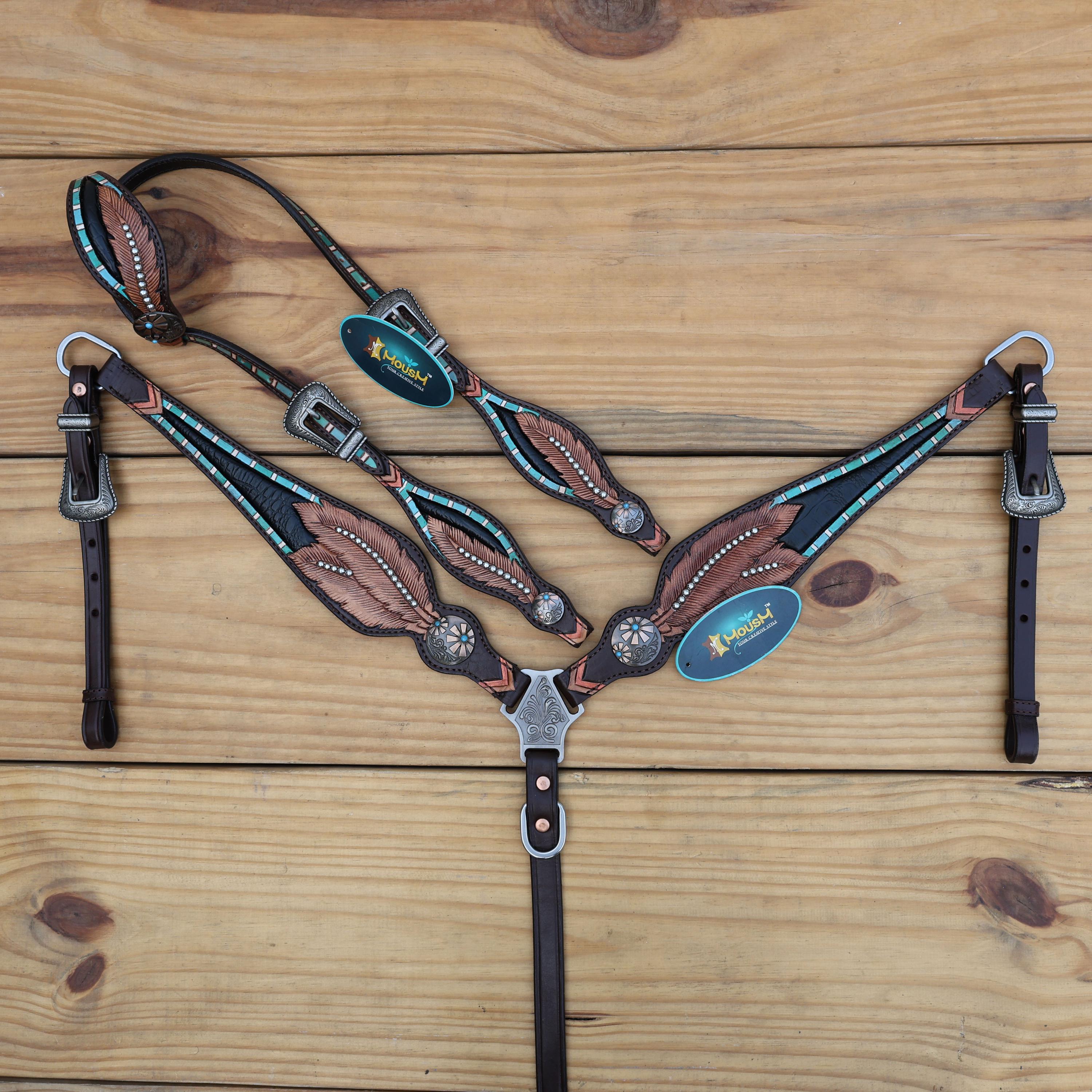 Hackamore Sans Mors Western Bride Avec Tige Fantaisie Et Bande De Nez En Cuir - Bride élégante Pour Cheval