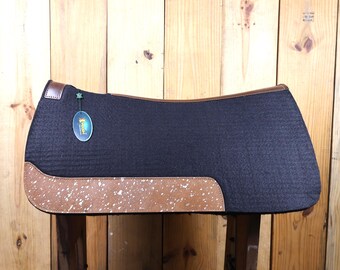 Mantilla Western hecha a mano: fieltro marrón con cuero, 30 x 32