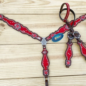 Ensemble Western Cuir Pour Cheval - MOUSM - Têtière Et Collier - Marron