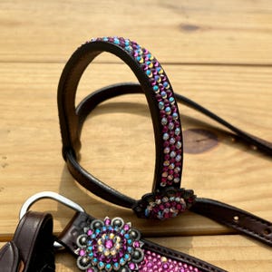 MOUSM Western Leather Headstall And Breast Collar Tack Set For Horses