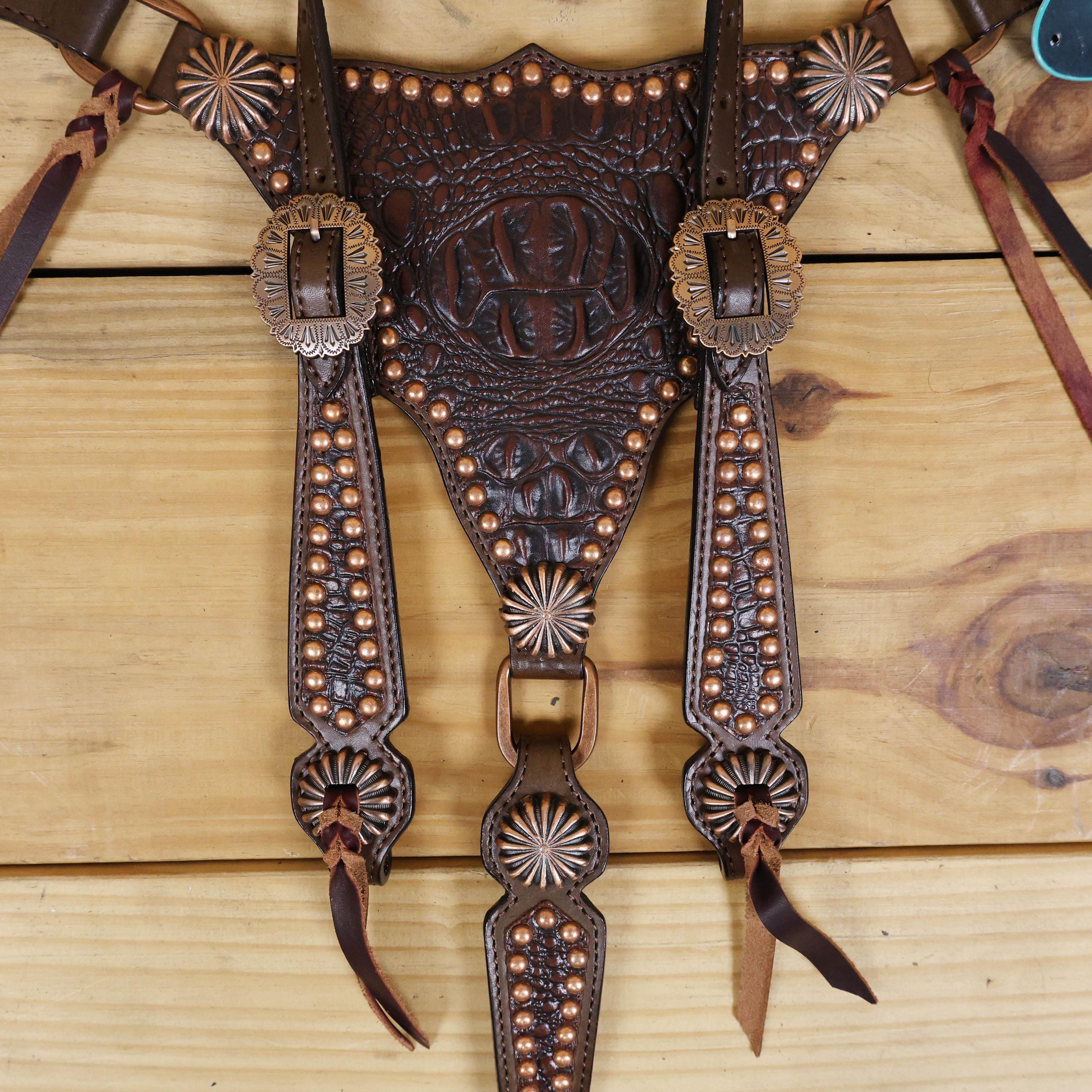 MOUSM Western Leather Headstall And Breast Collar Tack Set For Horses