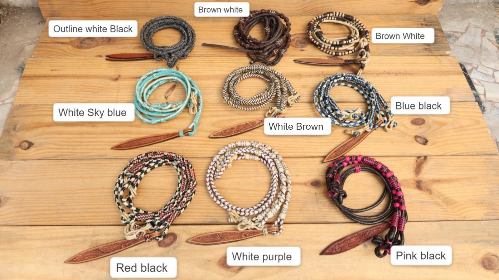Rênes De Spectacle Romal En Cuir Brut Tressé - Naturel Avec Boutons Pression Marron 🐎