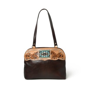 Hand Tooled Leather Shoulder Bag: Top Grain Carved Purse