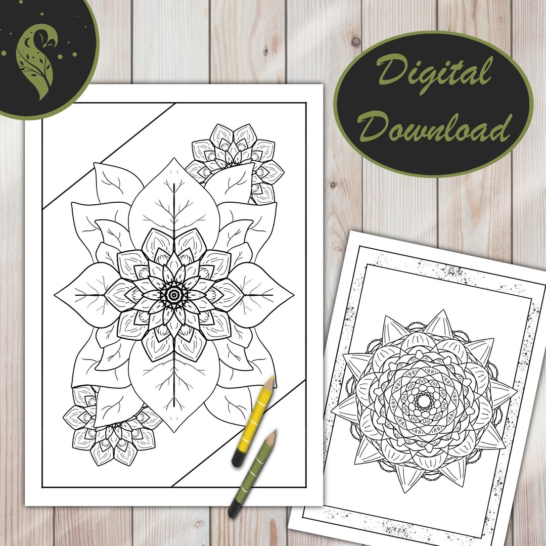 10 Printable Mandala Colouring Pages for Adults, Downloadable Flower ...