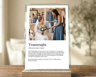 Personalized acrylic glass photo – Maid of Honor definition with name – Gift for Maid of Honor wedding, thank you or photo gift
