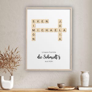 Personalized Scrabble Print | Letters | Family Name | Mother's Day | Birthday Gift | Crossword Poster | Personalized Gift